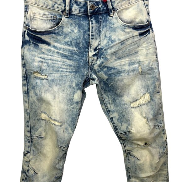 NEW Smoke Rise Mens Bleached Distressed Denim Jeans Slim Fit JP9233 Size 34/34 - Picture 4 of 13